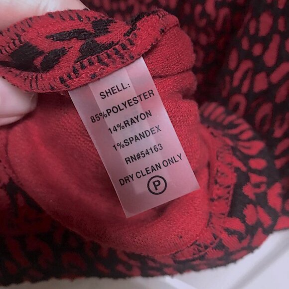 🌹🐾❤️Gorgeous Calvin Klein Red Black Textured Leopard Print Sleeveless Dress - Picture 14 of 16